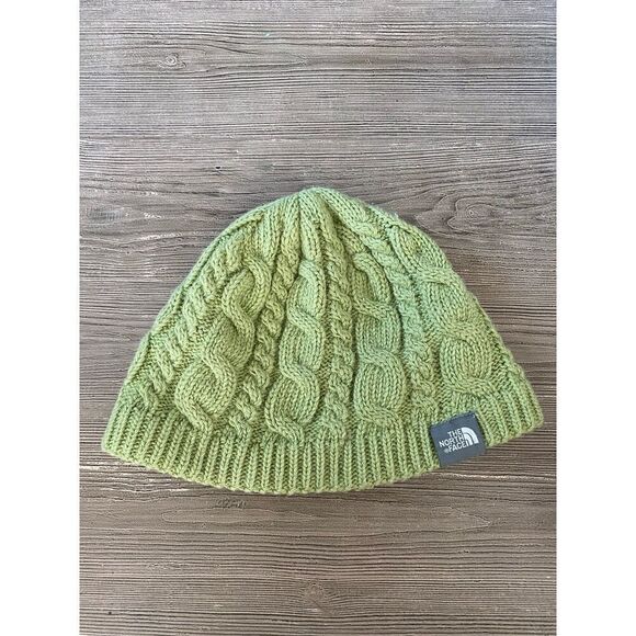 The North Face Knitted Mixed Wool Blend  /Fleece Olive Green Beanie - Picture 1 of 6